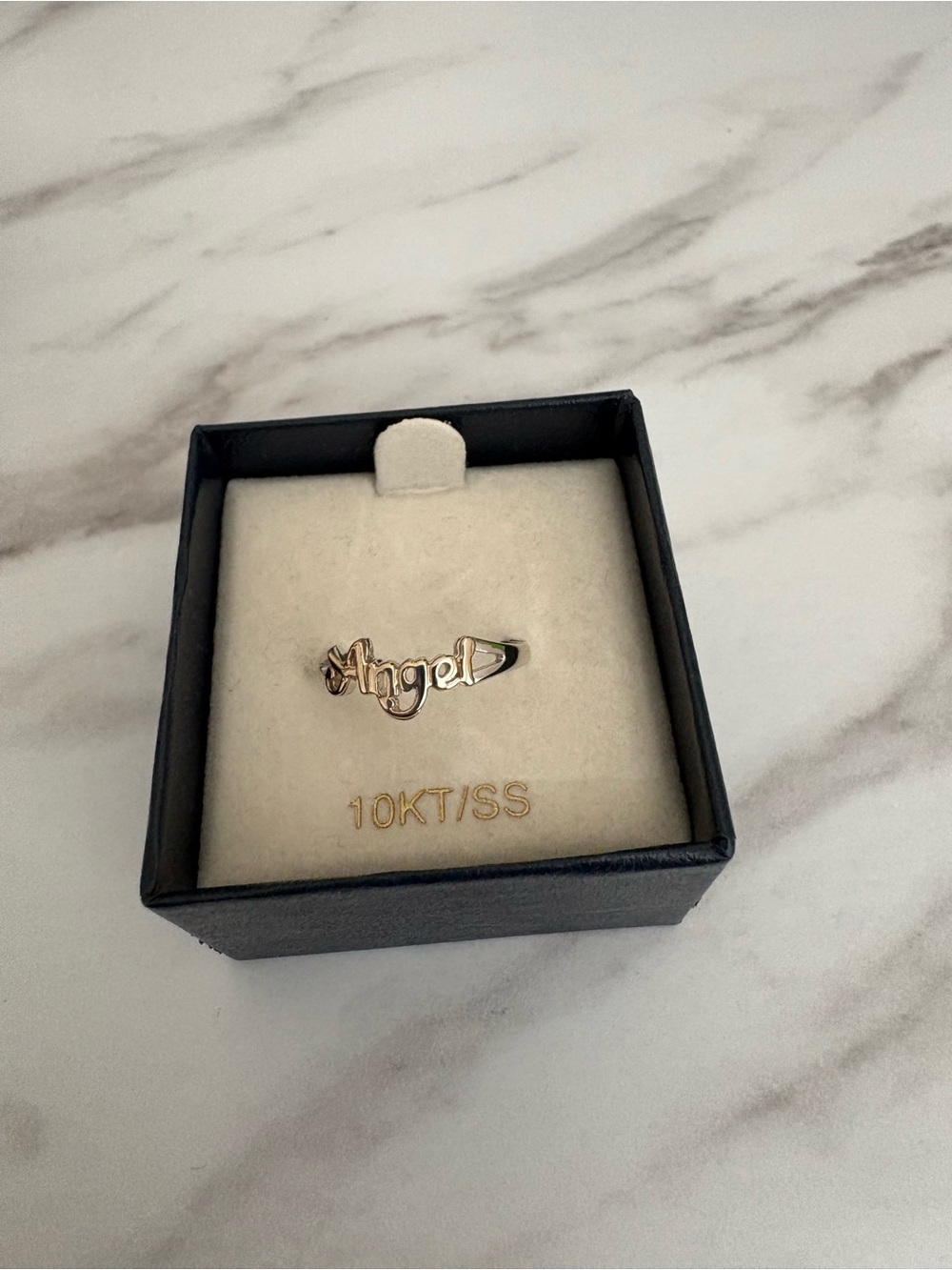 10KT Angel Script Name Ring - Gold